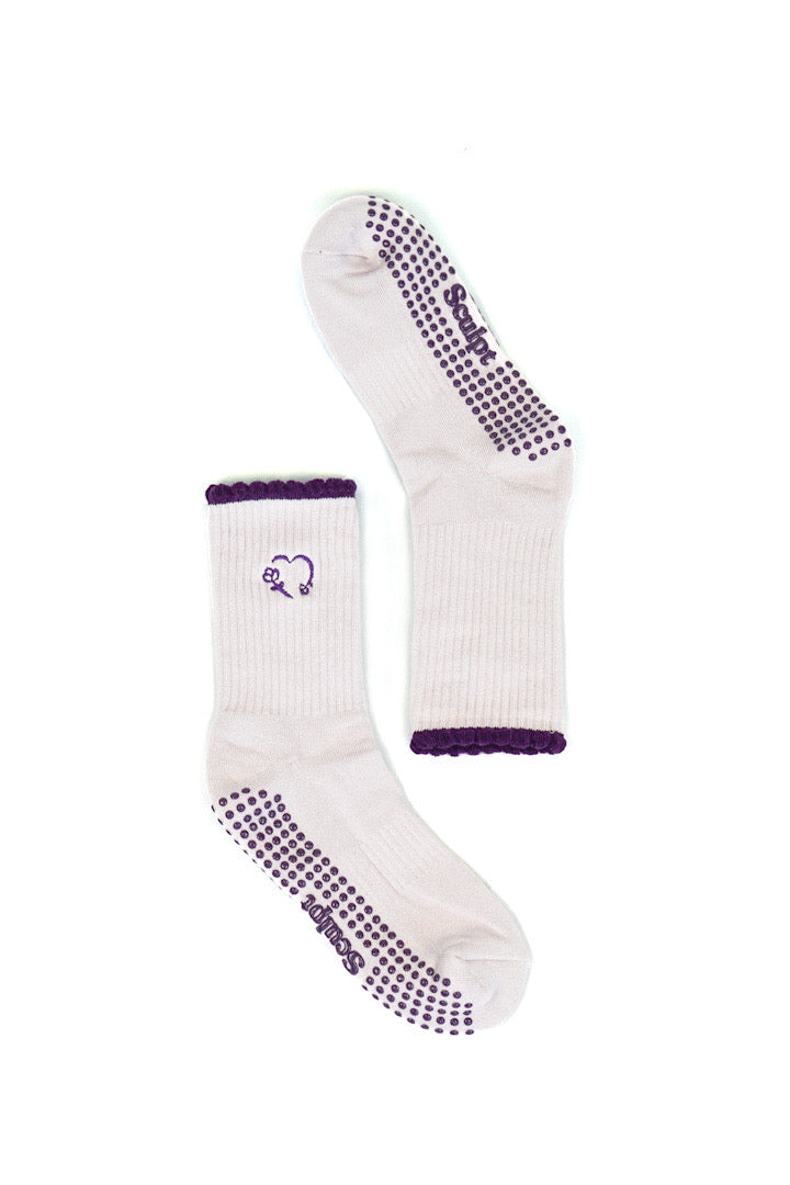 Lilac Pilates Grip Socks