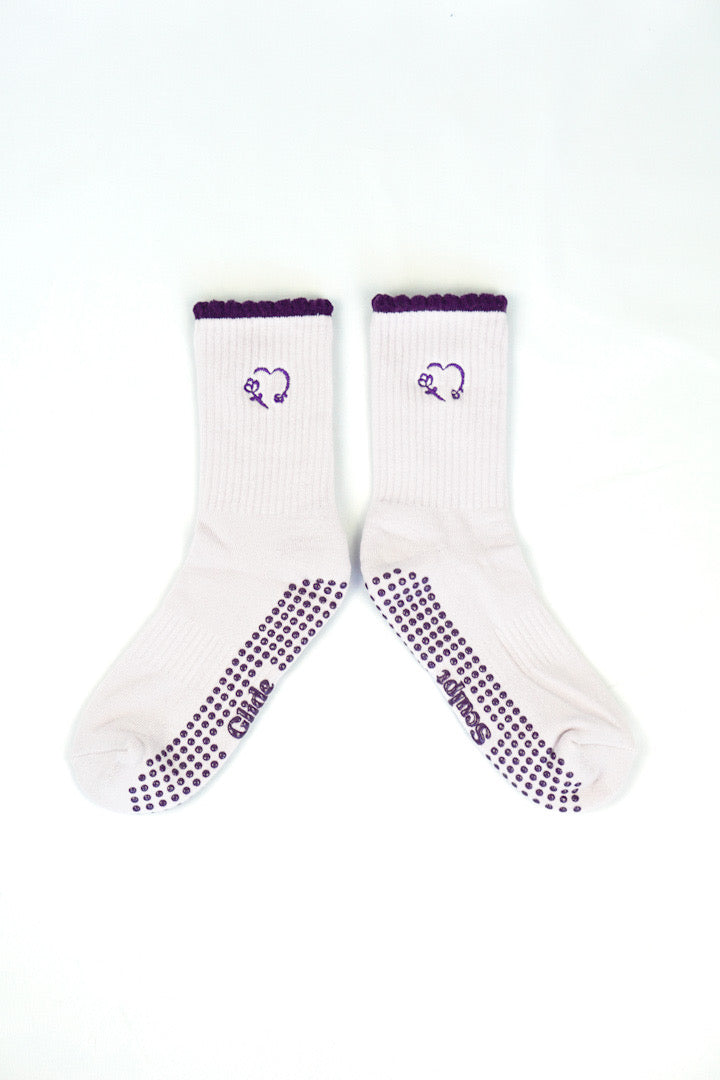 Lilac Pilates Grip Socks