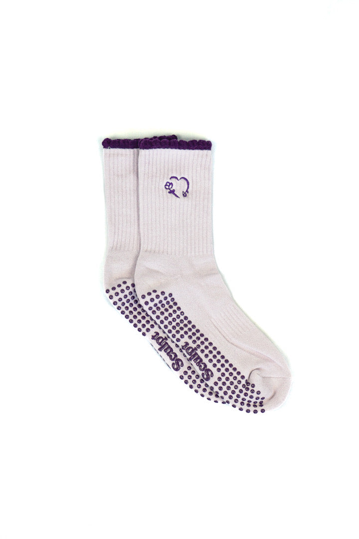 Lilac Pilates Grip Socks