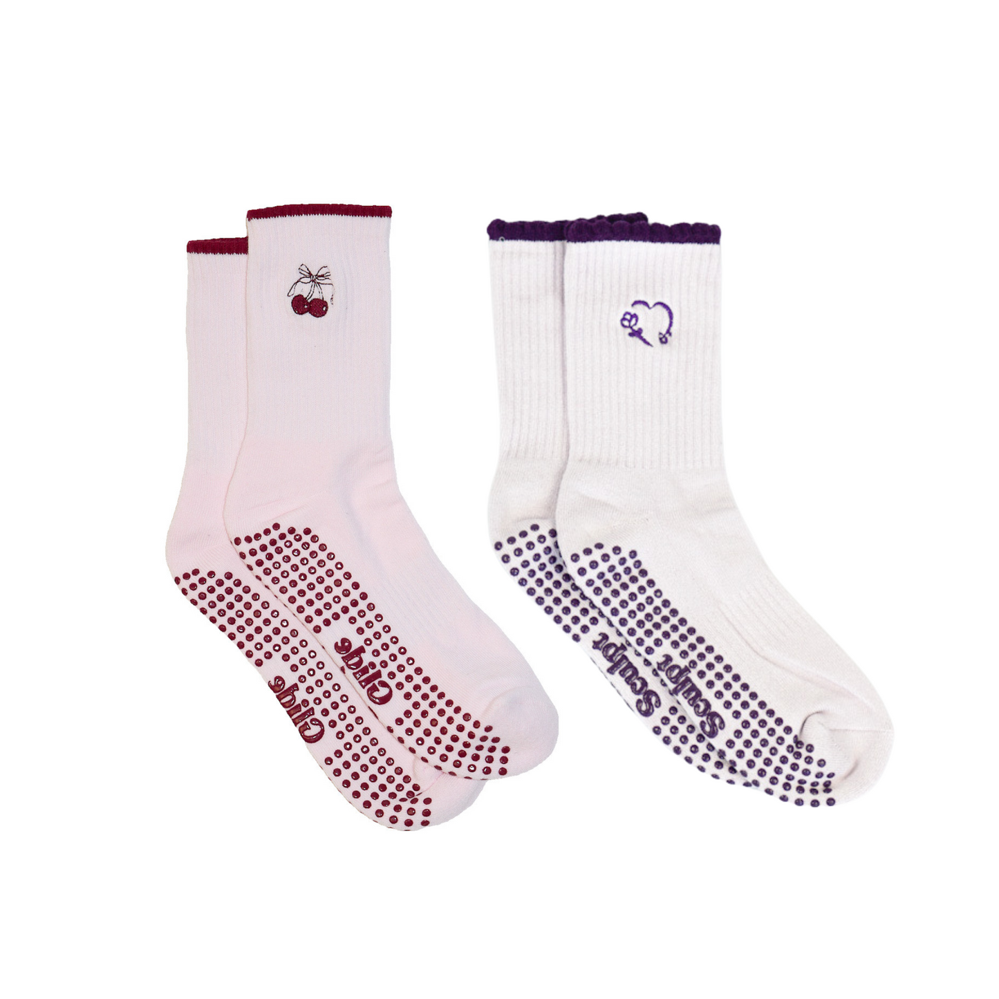Cherry & Lilac Grip Socks Bundle