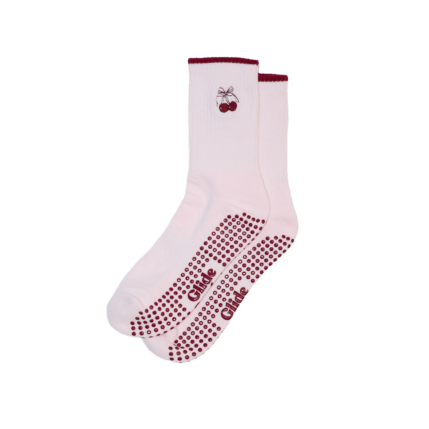 Cherry Bow Pilates Grip Socks